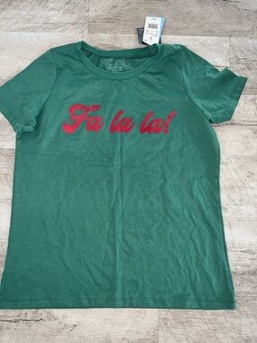 Grayson Threads Green Tee with Red 'Fa la la!'